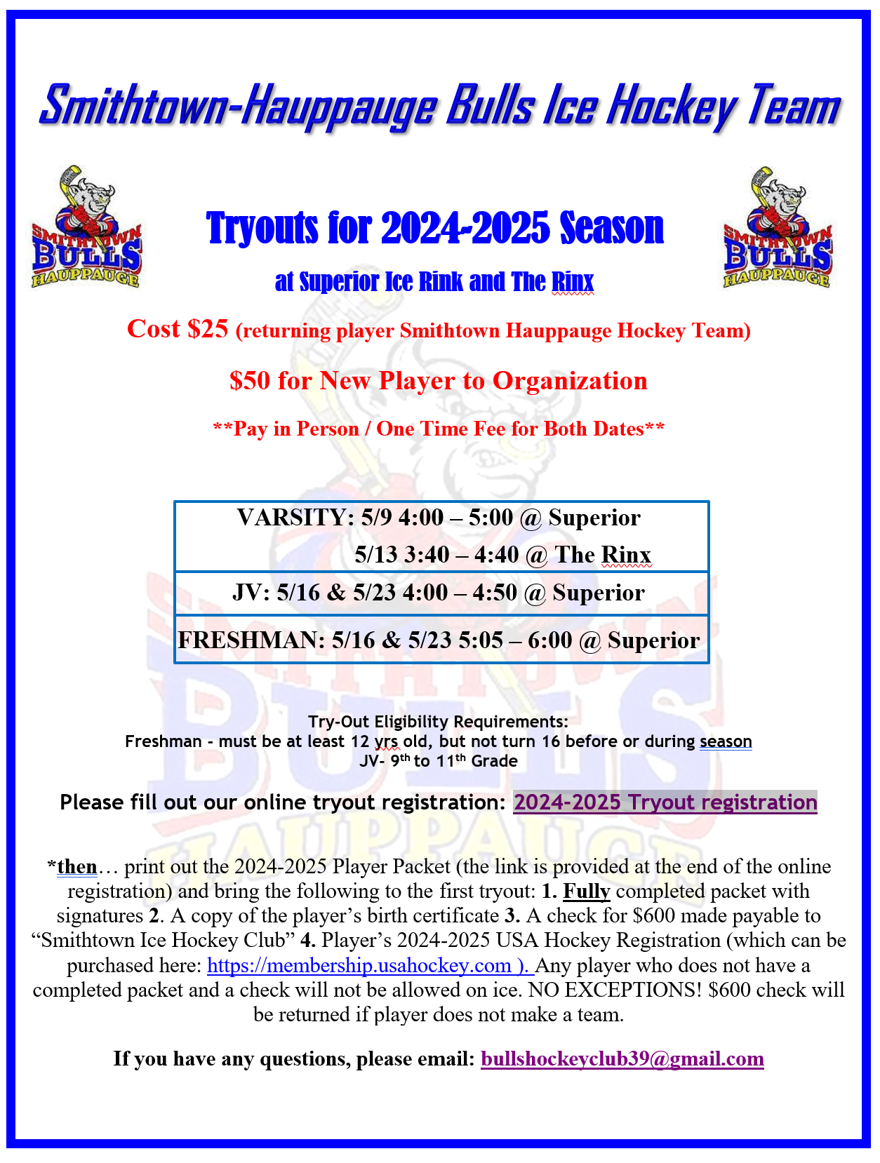 2024-2025 Tryout Flyer