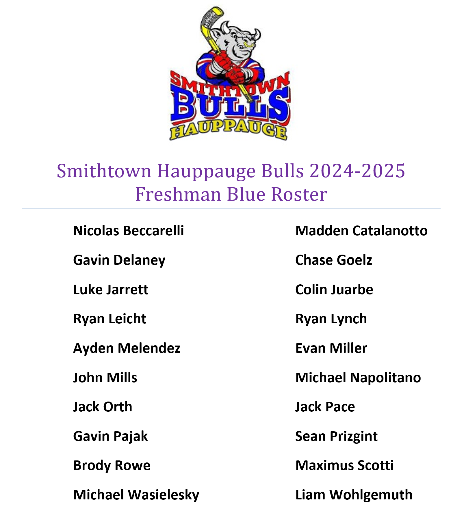 2024-2025 Freshman Blue Tryout Results