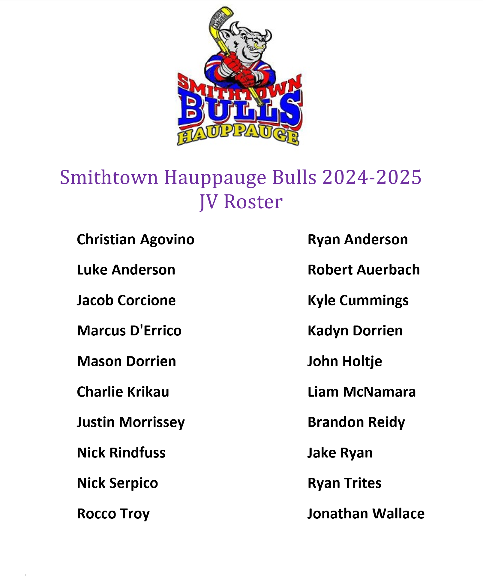 2024-2025 JV Tryout Results