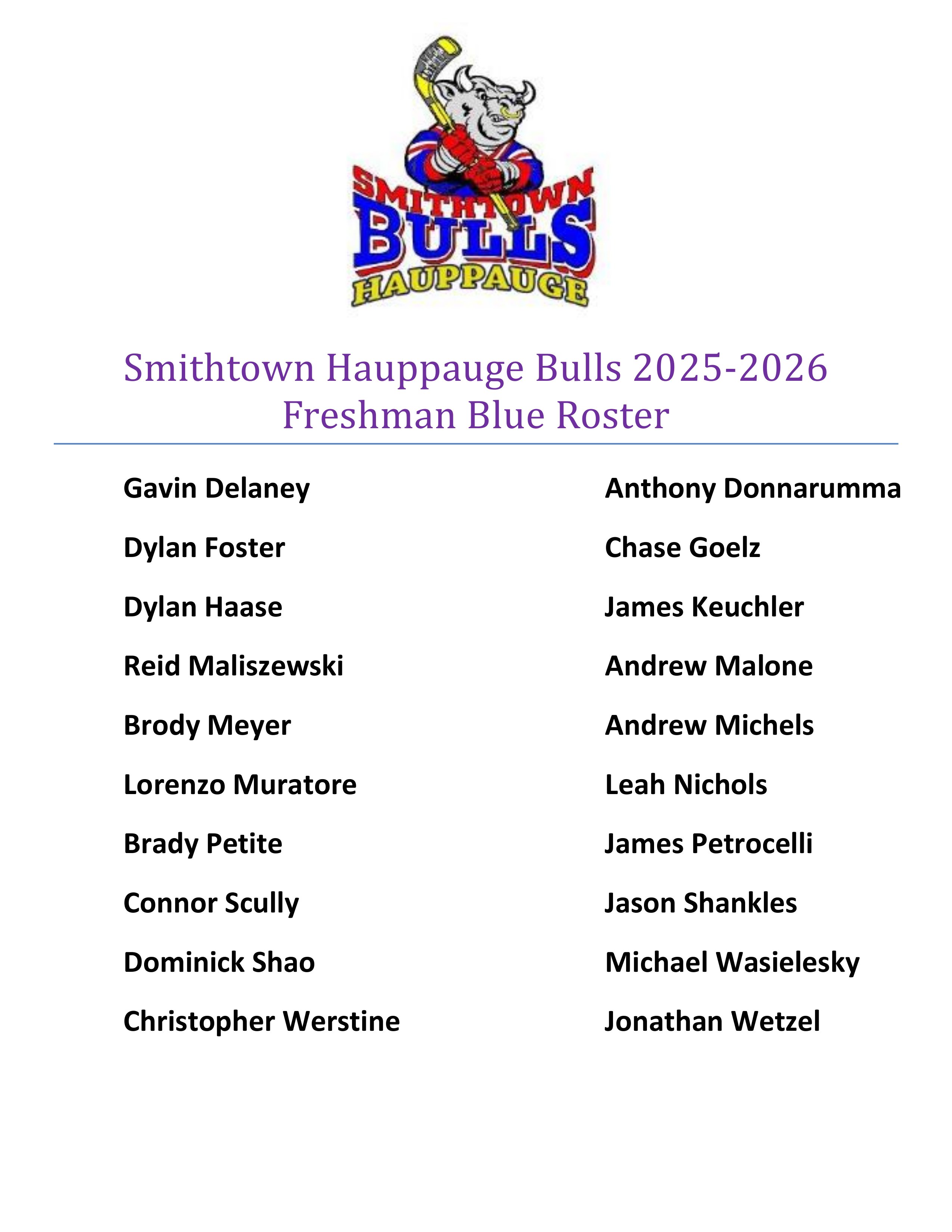 2025-2026 Freshman Red Tryout Results